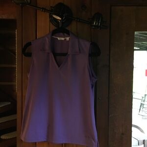 Lady Hagen Purple V-Neck Sleeveless Top